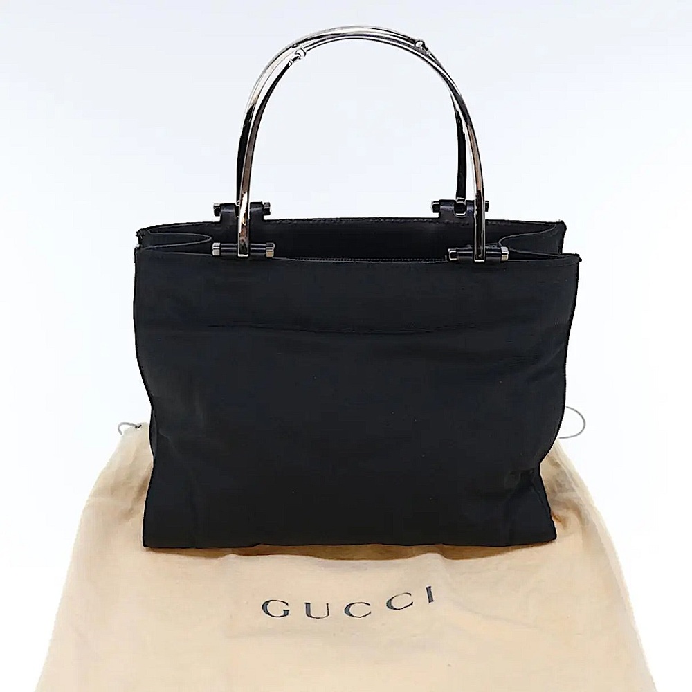 Gucci Nylon black bag with Gunmetal Silver handles 002-1025 200682